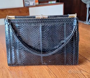 Borsa a mano e spalla pelle lucida di pitone.