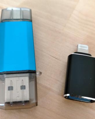 Chiavetta USB OTG 256 GB con adattatore Apple