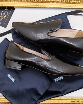 PRADA SCARPE FRIULANE BALLERINE VERNICE NERA N°36