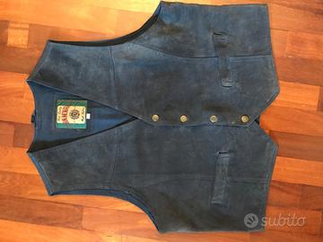 Gilet uomo in pelle blu