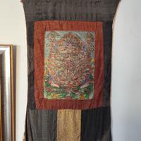 Thangka arazzo nepalese "Ruota del Dharma" 50 x 80