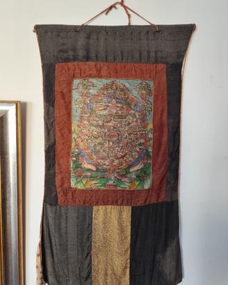 Thangka arazzo nepalese "Ruota del Dharma" 50 x 80