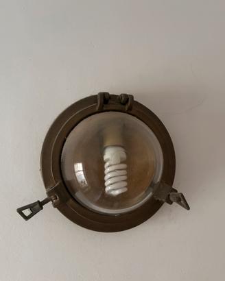 Applique Oblò Nautico Vintage in Ottone e Vetro