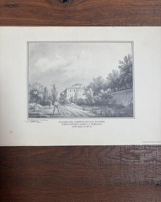 Parma.Riproduzione litografia Pal. Giardino Ducale