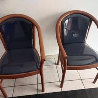 Sedie in legno con seduta in ecopelle blu