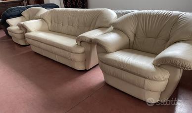 Divano 3 posti e poltrone vera pelle