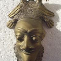 DEMONE DIAVOLO ANTICA MASCHERA SCULTURA BRONZO /35