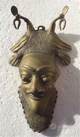 DEMONE DIAVOLO ANTICA MASCHERA SCULTURA BRONZO /35