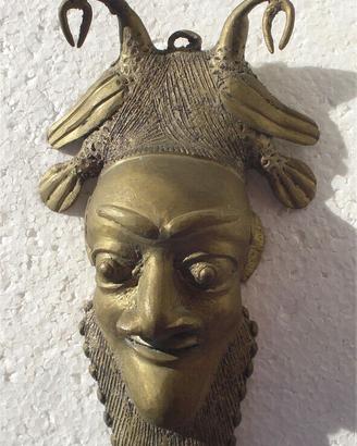 DEMONE DIAVOLO ANTICA MASCHERA SCULTURA BRONZO /35