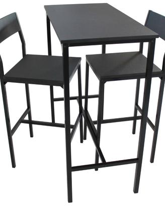 Lignano set tavolo bar con 2 sgabelli neri