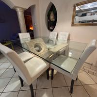 Tavolo in vetro + 6 poltroncine assieme