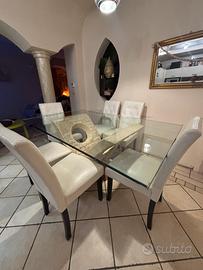 Tavolo in vetro + 6 poltroncine assieme