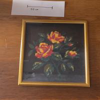 Ricamo a punto croce rose – cornice dorata vintage