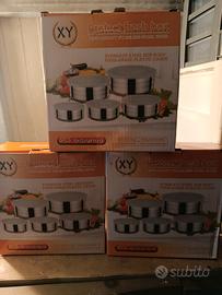 tre set contenigori in acciaio inox