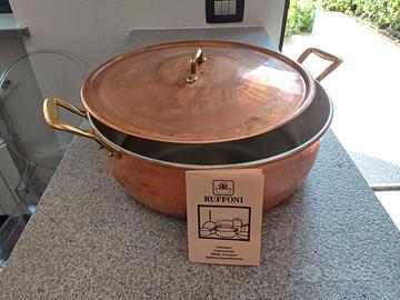 Casseruola in RAME Stagnato di 60 cm con coperchio