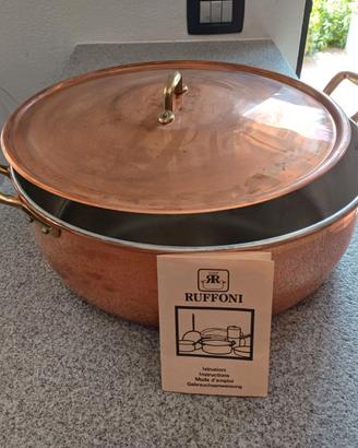 Casseruola in RAME Stagnato di 60 cm con coperchio