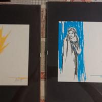 2 cornici/quadri donna con bambino+ uomo con capo 