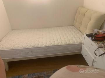 letto sommier  190x90 panna con testiera imbottita