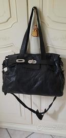 Borsa a spalla e tracolla in vera pelle nera