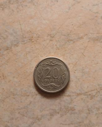 Moneta da 20 Groszy della Polonia, coniata nel 199