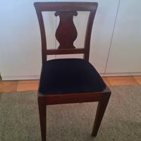4 sedie antiche '800  rifoderate velluto blu