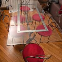 tavolo in cristallo e acciaio satinato 