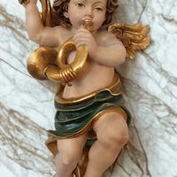 Angelo in Legno Intagliato e Dipinto a Mano