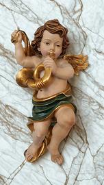 Angelo in Legno Intagliato e Dipinto a Mano