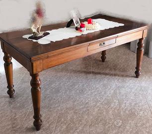 Tavolo antico in rovere con cassetto restaurato
