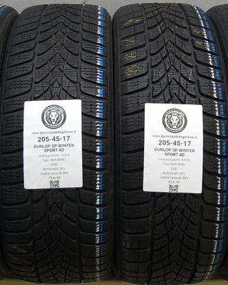 4 GOMME 205 45 17 DUNLOP A64552
