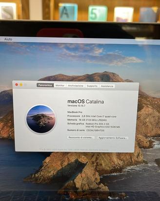 MACBOOK PRO 2017 16 GB RAM  256GB SSD -PC4