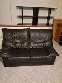 Divano letto una piazza, in pelle colore nero