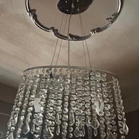 Lampadario in metallo cromato con cristalli + 2 ap