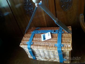 Cesta vimini picnic  coibentata con tracolla x 4