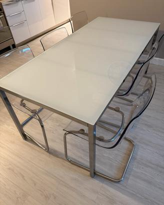 Tavolo vetro e acciaio+6 sedie 6/8 persone