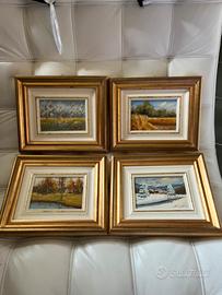 Quadretti quattro stagioni Olio su tela