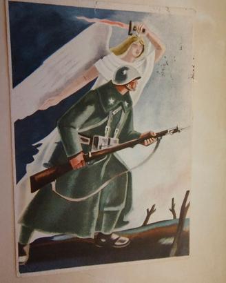 Cartolina Militare 1943 - Fante e Vittoria Alata (