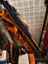 canne da pesca( 12) + cassetta+  guadino reggican 