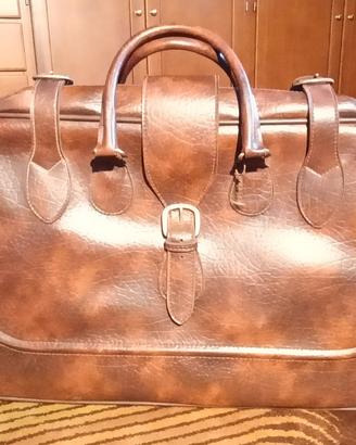  Valigia da viaggio vintage in vera pelle marrone 
