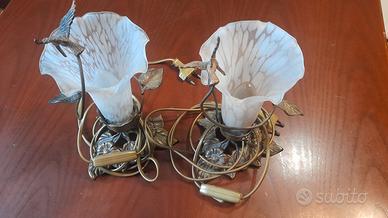 Coppia Bajour Vintage in Ottone e Cristall