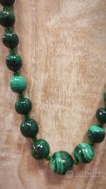 Collana Vintage Malachite taglio "Cabochon"