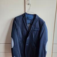 Giacca Blazer Blu Uomo Elegante con toppe grigie