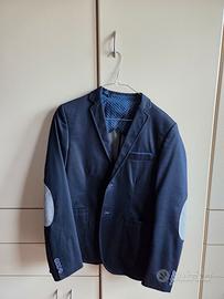 Giacca Blazer Blu Uomo Elegante con toppe grigie