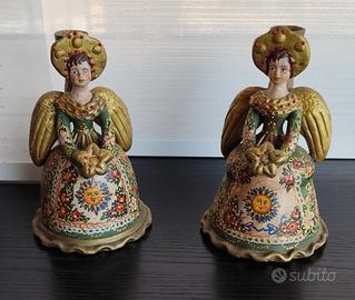 Angeli portacandele ceramica siciliana