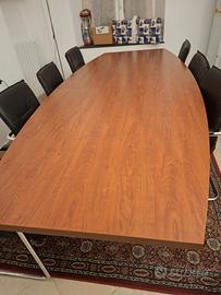 Tavolo ovale da ufficio + 5 in pelle