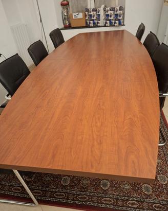 Tavolo ovale da ufficio + 5 in pelle