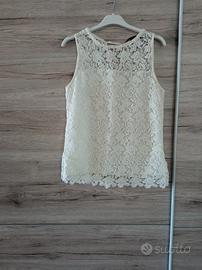Canotta in pizzo bianca Zara