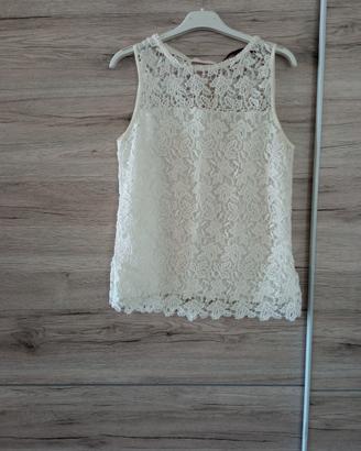 Canotta in pizzo bianca Zara