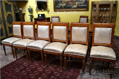 Gruppo di sei sedie poltrone stile olandese