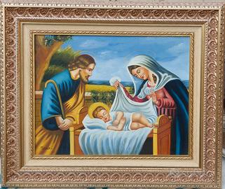 Quadro dipinto a mano La sacra famiglia